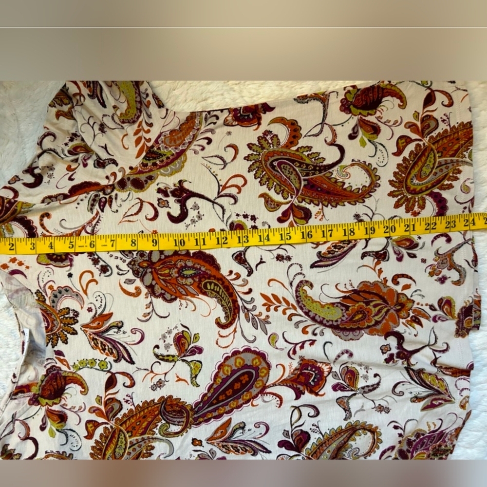 J. Jill Brown Paisley Long-Sleeved Top Sz LP Falls Colors soft comfy - Picture 8 of 8